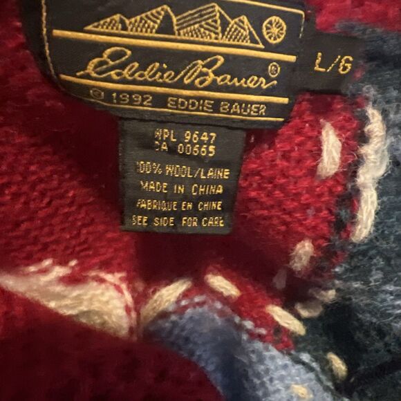Vintage Eddie Bauer Women’s Sweater Vest Large 100% Wool Americana Patchwork Art - Picture 4 of 5